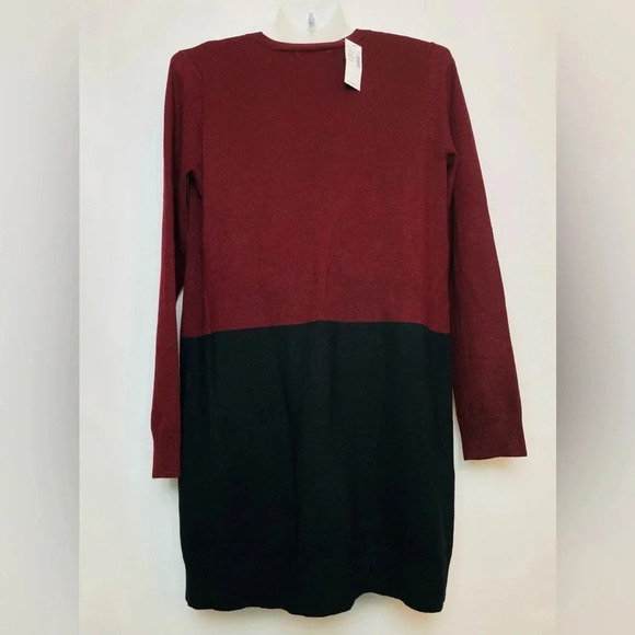 Maurices Black Maroon Color Block Long Cardigan Sweater Womwn Size Small Stretch - Picture 3 of 7